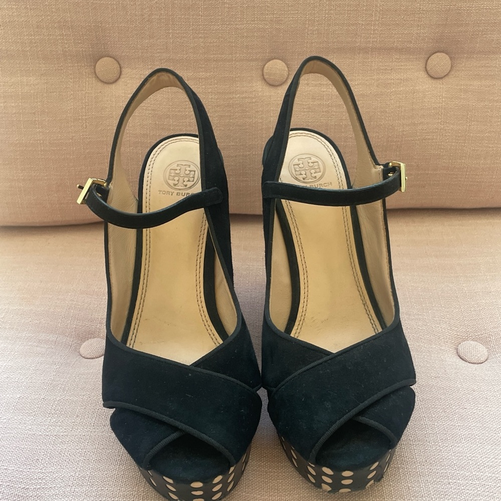 Tory Burch Mary Jane Platform Polka Dot Wedges - Picture 2 of 5